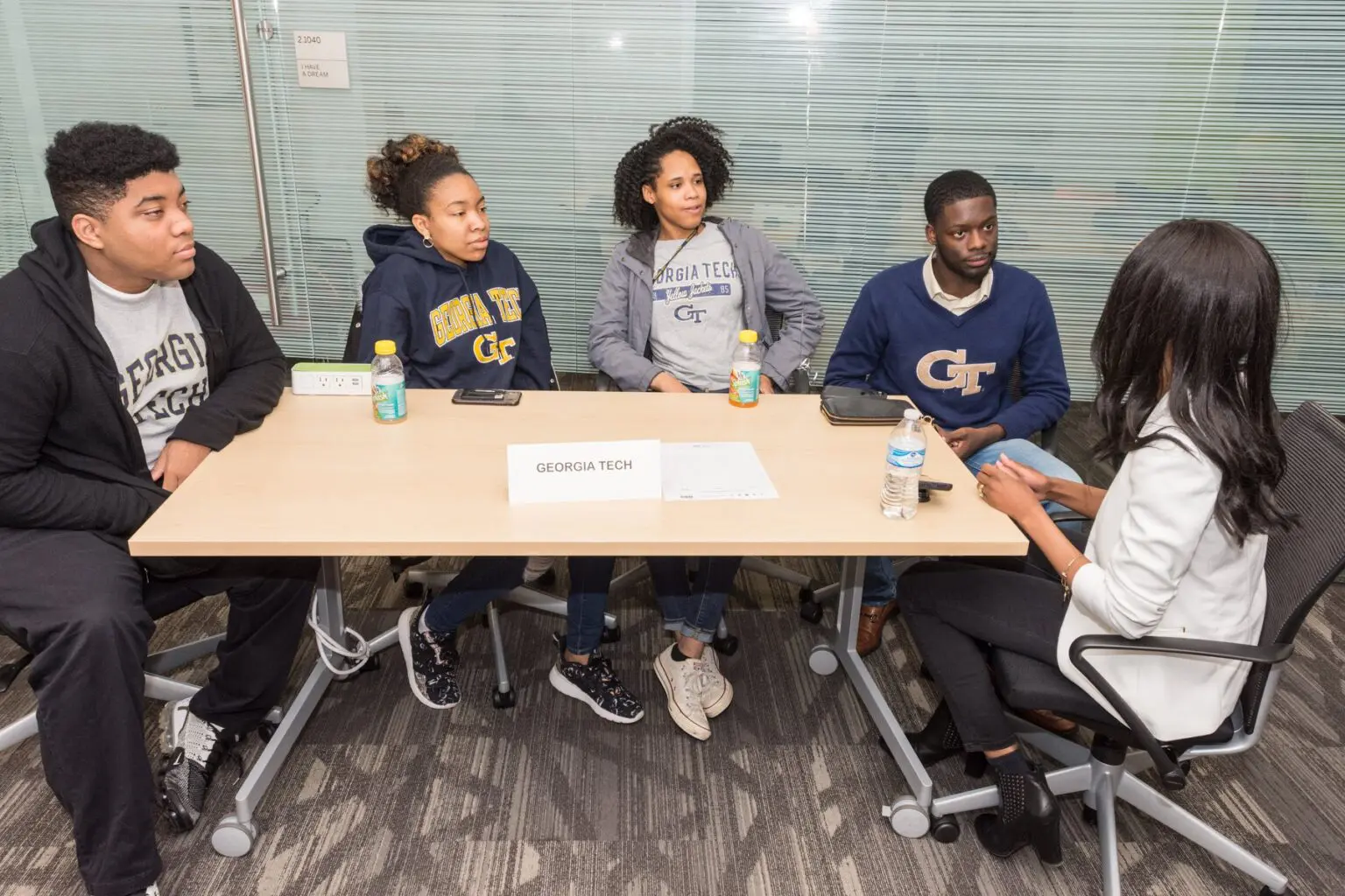 Group discussion at a table, Georgia Tech.