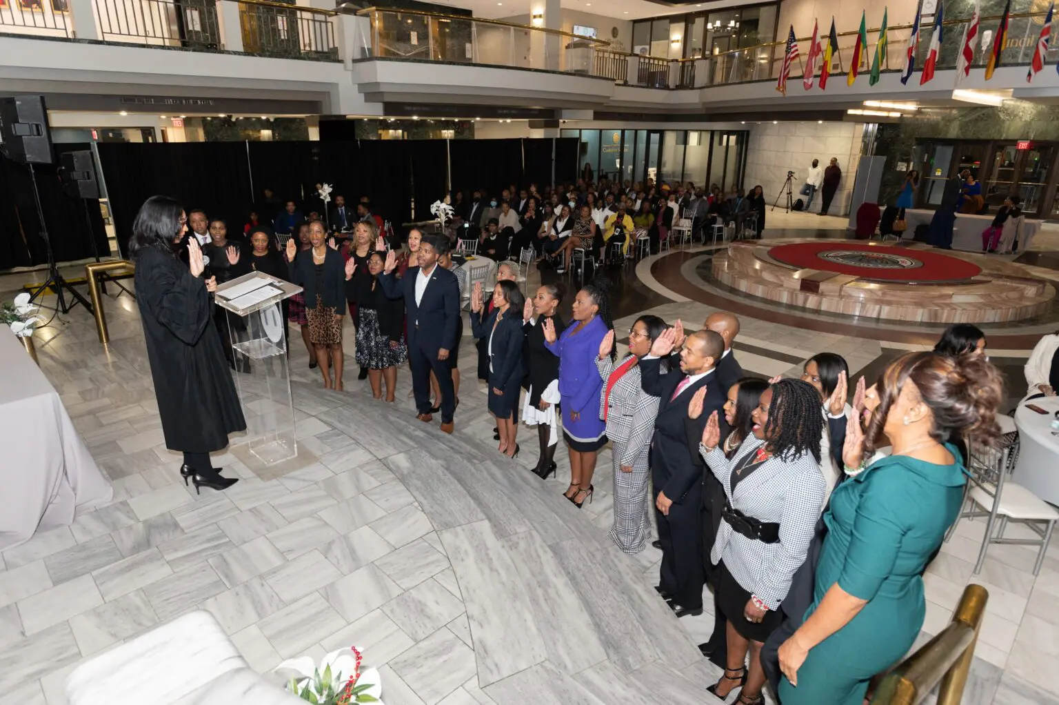 Group being sworn in at civic ceremony