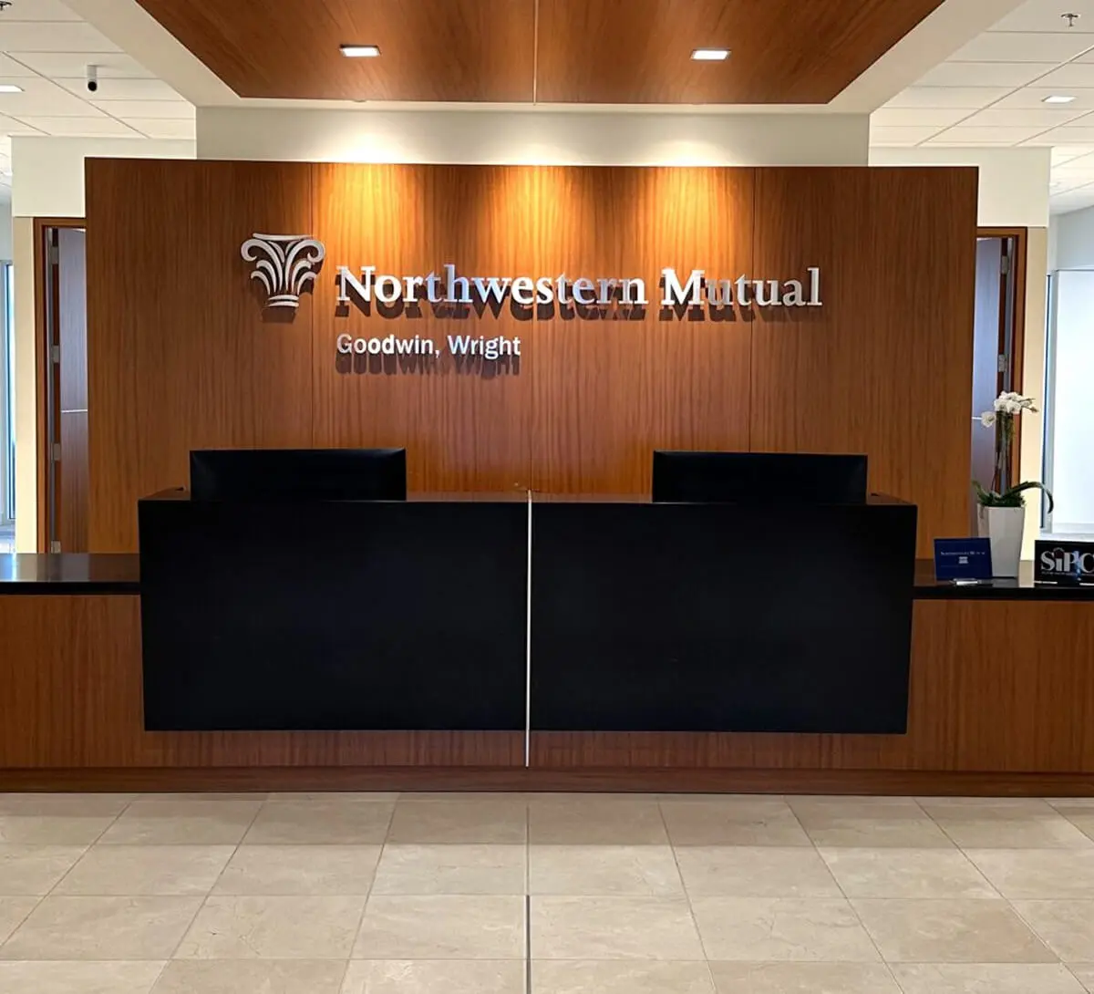 Northwestern Mutual office reception desk area.