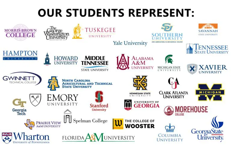 College logos representing diverse universities and colleges.