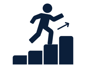 Person climbing bar chart indicating growth