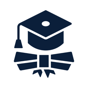 Graduation cap and diploma icon