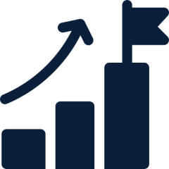 Growth bar chart with flag at peak