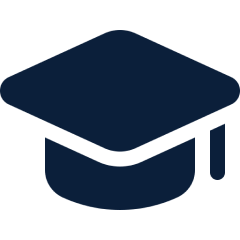 Dark blue graduation cap (mortarboard) icon