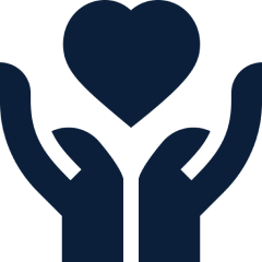 Two hands holding heart icon
