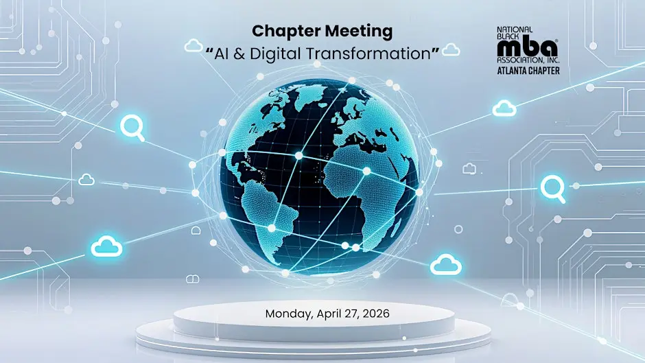 Digital transformation meeting with globe illustration.